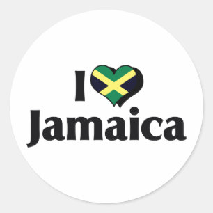 Adesivo Redondo Eu amo a bandeira de Jamaica