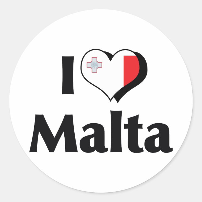 Adesivo Redondo Eu Amo a Bandeira de Malta (Frente)