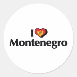 Adesivo Redondo Eu Amo a Bandeira de Montenegro