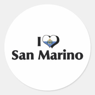 Adesivo Redondo Eu Amo a Bandeira de San Marino