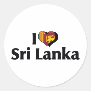 Adesivo Redondo Eu Amo a Bandeira do Sri Lanka