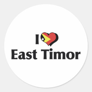 Adesivo Redondo Eu Amo a Bandeira do Timor-Leste