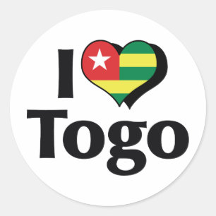 Adesivo Redondo Eu Amo a Bandeira do Togo