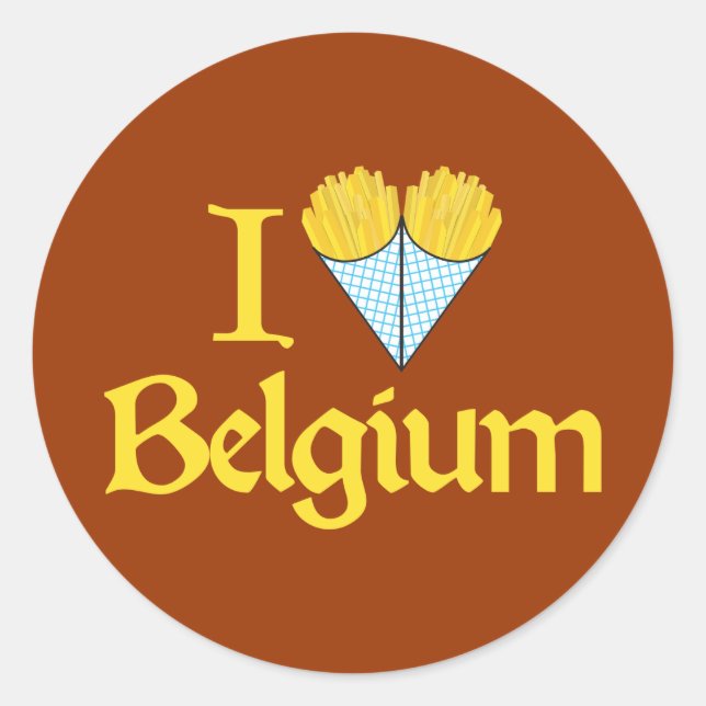 Adesivo Redondo Eu amo a Bélgica (Frente)