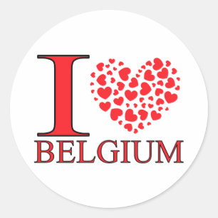 Adesivo Redondo Eu amo a Bélgica