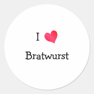 Adesivo Redondo Eu amo a bratwurst