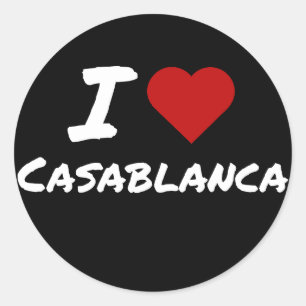 Adesivo Redondo Eu amo a cidade de Casablanca Marrocos 