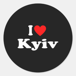 Adesivo Redondo Eu Amo a Cidade de Kiev Ucrânia Clique