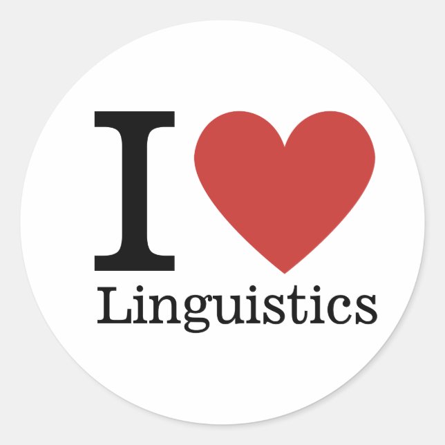 Adesivo Redondo Eu ❤️ Amo A Linguística. (Frente)
