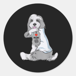 Adesivo Redondo Eu Amo A Mãe Tatto Com A Collie Mamãe Cachorro À E