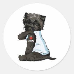Adesivo Redondo Eu Amo A Mãe Tattoo Affenpinscher Mãe Cachorro Sob