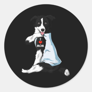 Adesivo Redondo Eu Amo A Mãe Tattoo Border Collie Mãe Cachorro Sob