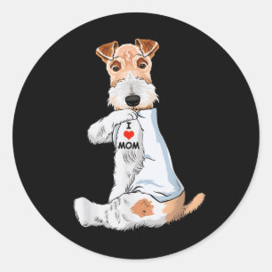 Adesivo Redondo Eu Amo A Mãe Tattoo Wire Fox Terrier Mãe Cachorro