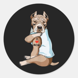 Adesivo Redondo Eu Amo A Mãe Tatuando O Bolo Americano Touro Mamãe