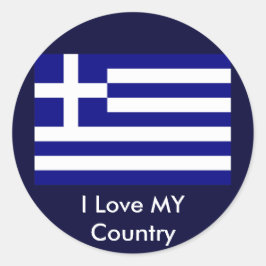 Adesivo Redondo Eu Amo A Minha Bandeira De Grécia Do País J. Gibne