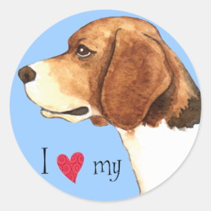 Adesivo Redondo Eu Amo a minha Beagle