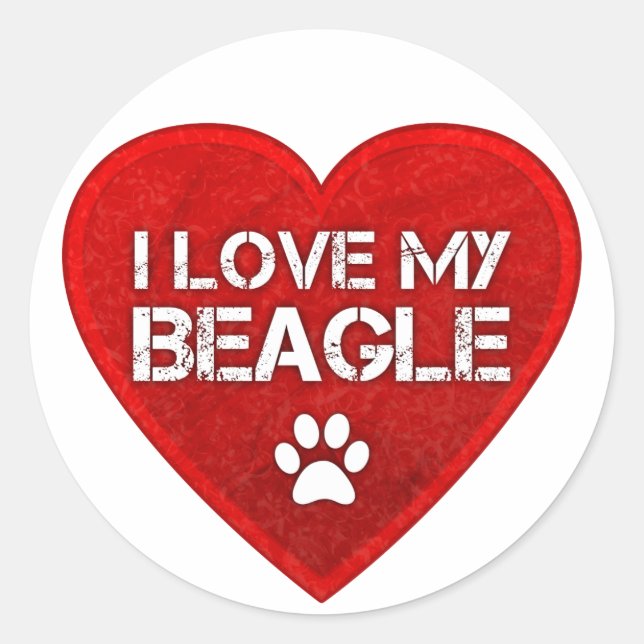 Adesivo Redondo Eu Amo a minha Beagle (Frente)