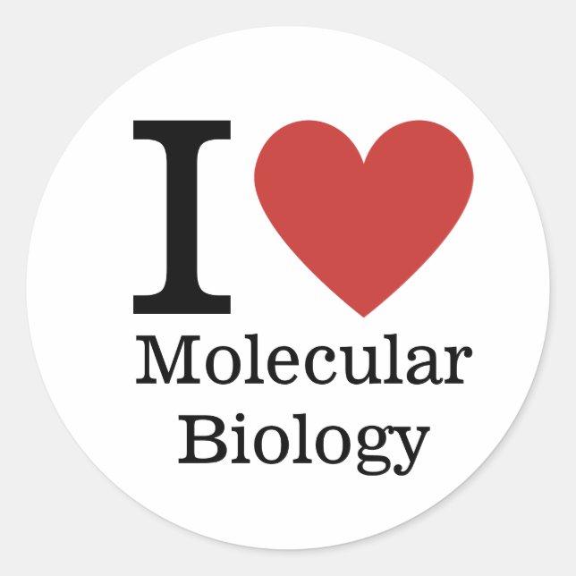 Adesivo Redondo Eu ❤️ Amo A Molecular Biology STICKER (Frente)
