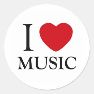 Adesivo Redondo Eu amo a música