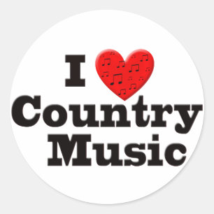 Adesivo Redondo Eu amo a música country