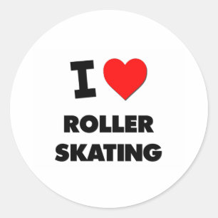 Adesivo Redondo Eu amo a patinagem de rolo