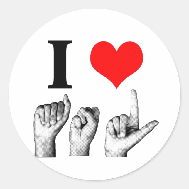 Adesivo Redondo Eu Amo A-S-L (Frente)