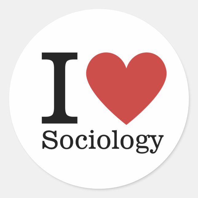 Adesivo Redondo Eu ❤️ Amo A Sociologia STICKER (Frente)
