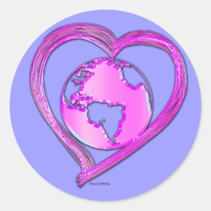 Adesivo Redondo EU AMO A TERRA (Rosa)