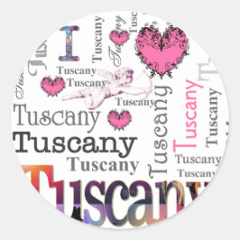 Adesivo Redondo Eu amo a Toscana