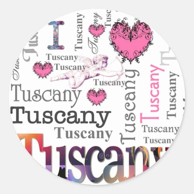 Adesivo Redondo Eu amo a Toscana (Frente)