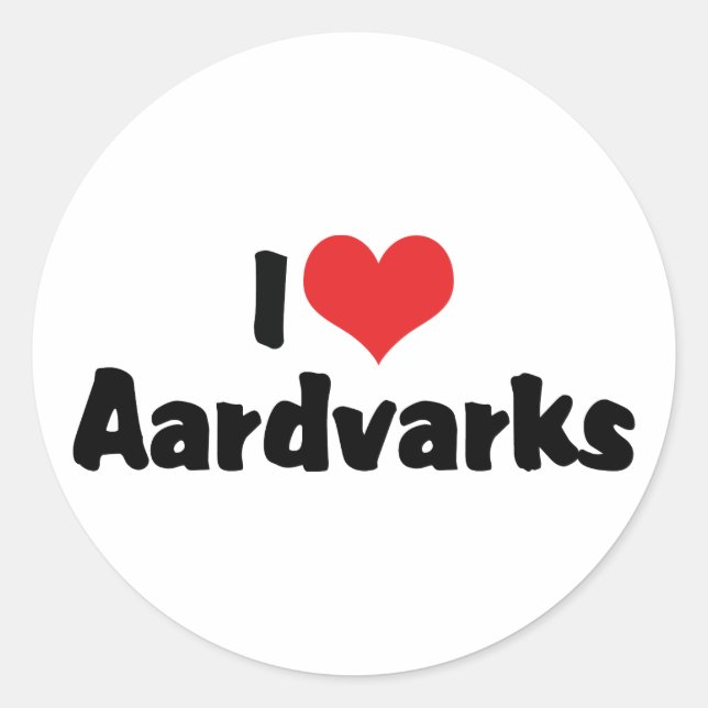 Adesivo Redondo Eu Amo Aardvarks Coração (Frente)