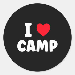 Adesivo Redondo Eu Amo Acampamento de Verão Glamping
