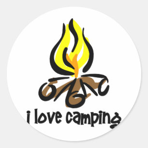 Adesivo Redondo eu amo acampar