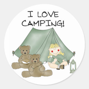 Adesivo Redondo Eu amo acampar