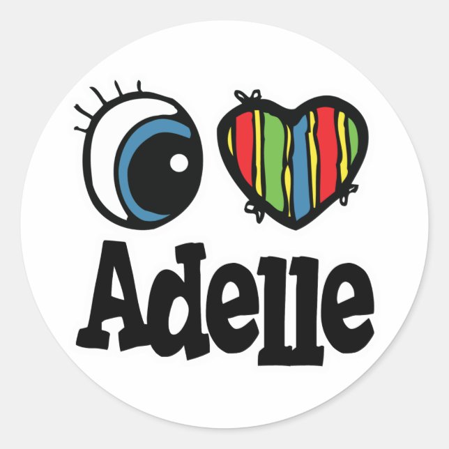 Adesivo Redondo Eu Amo Adelle (Frente)