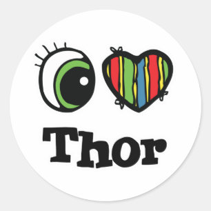 Adesivo Redondo Eu Amo (Adoro) Thor