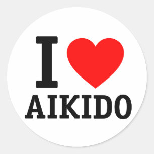 Adesivo Redondo Eu Amo Aikido