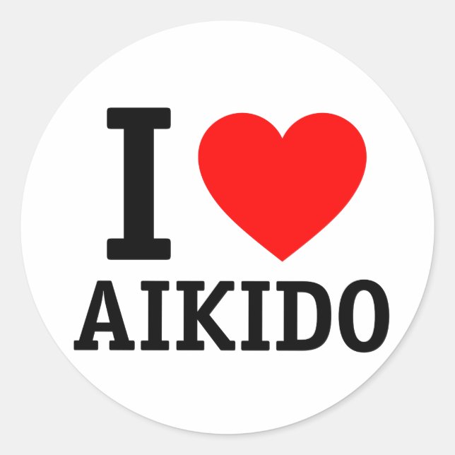 Adesivo Redondo Eu Amo Aikido (Frente)