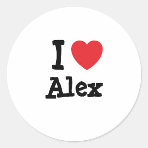 Adesivo Redondo Eu amo Alex coração personalizado personalizado