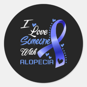 Adesivo Redondo Eu Amo Alguém Com Alopecia Consciência