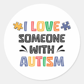 Adesivo Redondo Eu Amo Alguém com Autismo