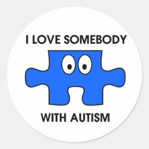 Adesivo Redondo Eu amo alguém com autismo!