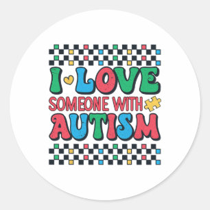 Adesivo Redondo Eu Amo Alguém Com Autismo Sensibilização Homens Mu
