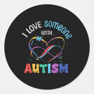 Adesivo Redondo Eu Amo Alguém Com Autistas Apoiam Autistas