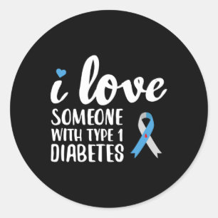 Adesivo Redondo Eu Amo Alguém Com Consciência Da Diabetes Tipo 1
