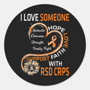 Adesivo Redondo Eu amo alguém com DRSD CRPS Consciência Girassol