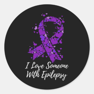 Adesivo Redondo Eu Amo Alguém Com Lutar Contra a Epilepsia