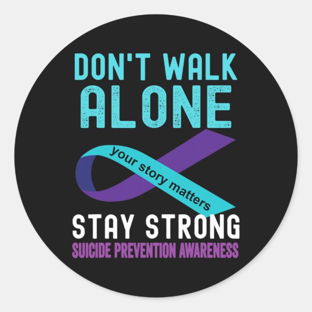 Adesivo Redondo Eu Amo Alguém Que Preveja Suicídio Com Rúpida Teal (Frente)