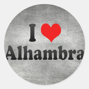 Adesivo Redondo Eu amo Alhambra, os Estados Unidos