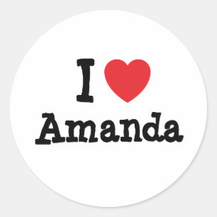 Adesivo Redondo Eu amo Amanda Heart-Shirt
